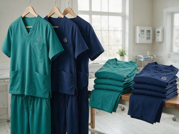 Uniformes médicos antifluido con bordado institucional